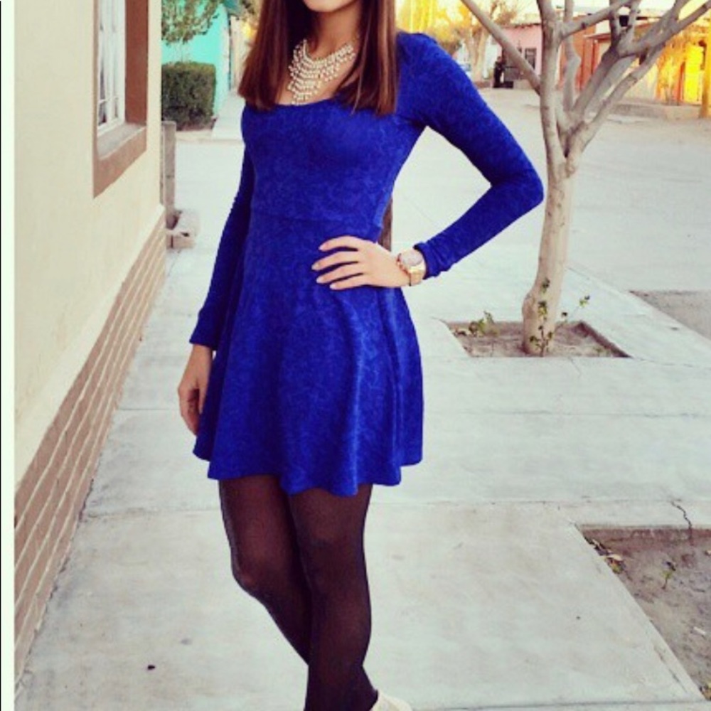 Fit and flare long sleeve dress.